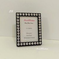 Bling Picture Frame - Black, White or Gray Mini Desktop Frame w/Clear Rhinestones - for 3" x 4" photos or info