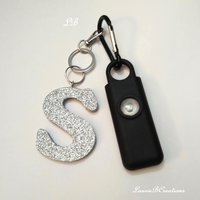 Glitter Letter & Alarm Safety Keychain Set -130 decibel alarm w/350 lumen strobe light and glitter initial/letter or purse charm