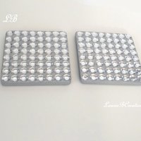 Bling Coaster Set - Silver and Clear Rhinestone Drink Coasters - Set of 2 