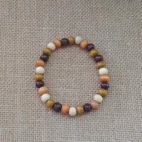 Wood Beaded Cross Bracelet Set- Earthtone, stacked, boho style stretch bracelet with 7mm beads