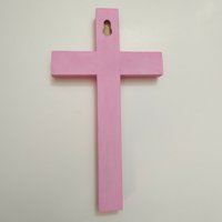 Bling Rhinestone Wall Cross - Handpainted cross with clear round and tear drop shaped rhinestones- 8" x 4.5"