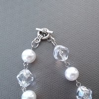 Clear Glass & Pearl Cross Necklace - 18" with clear glass cross pendant