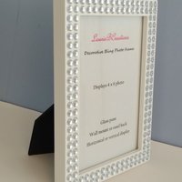 Bling Picture Frame - White or black w/small clear rhinestones - for 4 x 6 or 5 x 7 photos or info