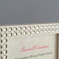 Bling Picture Frame - White or black w/small clear rhinestones - for 4 x 6 or 5 x 7 photos or info