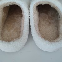 Cross Slippers - Ivory & tan with chenille gold lined cross 
