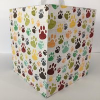 Paw Print Tissue Box Cover - Decoupage multi color paws tissue holder