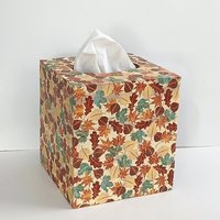 Fall Leaves Tissue Box Cover - Decoupage Autumn Tissue Holder