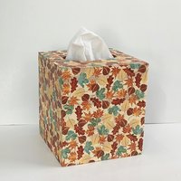 Fall Leaves Tissue Box Cover - Decoupage Autumn Tissue Holder