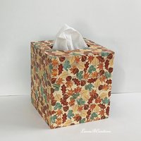 Fall Leaves Tissue Box Cover - Decoupage Autumn Tissue Holder