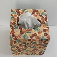 Fall Leaves Tissue Box Cover - Decoupage Autumn Tissue Holder