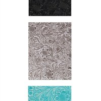 Floral Textured Tissue Box Cover- Embossed vinyl flower and swirl leaf design square tissue holder