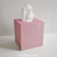 Glitter Tissue Box Cover-Pink/Raspberry Fine Glitter or Choose From Variety of Glitter Colors-Custom Square Boutique Tissue Cover