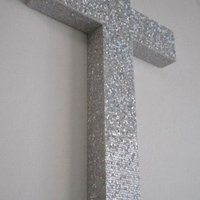 Silver Glitter Wall Cross- Decorative, Super Sparkling Octagon/Prisma Glitter- 9.5" or 12"