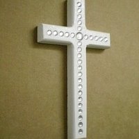 Bling Wall Cross - Handpainted Wood Cross w/ clear rhinestones and glitter paint - 8" x 4.5"