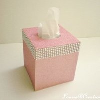Glitter & Diamond Wrap Tissue Box Cover-Aqua blue fine glitter or a variety of colors-w/silver diamond wrap rhinestone bling