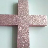 Glitter Wall Cross - Sparkling Fine Glitter Cross in Blush/Rose or a Variety of Colors -  9.5" or 12"