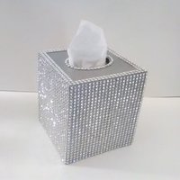 Bling Tissue Box Cover-Silver or Gold Diamond Wrap Square Tissue Holder-Sparkling Decor