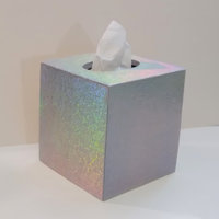 Iridescent Tissue Box Cover-Textured Silver Vinyl Tissue Holder - Bathroom Accessories, Office, Wedding, Home Decor