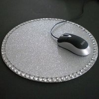 Glitter & Bling Mousepad Coaster Set - Sparkling Fine Glitter w/Clear Rhinestones