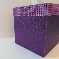 Purple Glitter & Diamond Wrap Square Tissue Box Cover-Sparkling Fine Glitter-w/Purple Diamond Wrap Rhinestone Bling