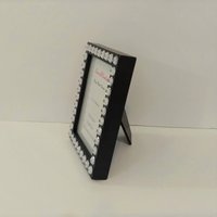 Bling Picture Frame - Black, White or Gray Mini Desktop Frame w/Clear Rhinestones - for 3" x 4" photos or info