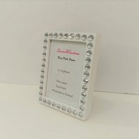 Bling Picture Frame - Black, White or Gray Mini Desktop Frame w/Clear Rhinestones - for 3" x 4" photos or info