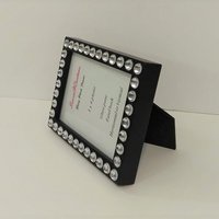 Bling Picture Frame - Black, White or Gray Mini Desktop Frame w/Clear Rhinestones - for 3" x 4" photos or info