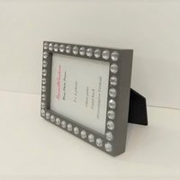 Bling Picture Frame - Black, White or Gray Mini Desktop Frame w/Clear Rhinestones - for 3" x 4" photos or info
