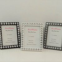 Bling Picture Frame - Black, White or Gray Mini Desktop Frame w/Clear Rhinestones - for 3" x 4" photos or info