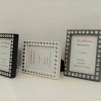 Bling Picture Frame - Black, White or Gray Mini Desktop Frame w/Clear Rhinestones - for 3" x 4" photos or info