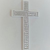 Bling Wall Cross - Handpainted Cross w/Sparkling Glass Crystal Rhinestone Trim and Silver Diamond Wrap- 9.5" or 12" 