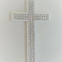 Bling Wall Cross - Handpainted Cross w/Sparkling Glass Crystal Rhinestone Trim and Silver Diamond Wrap- 9.5" or 12" 
