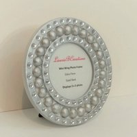 Mini Round Bling Picture Frame - Handpainted Beaded Desktop Frame In a Variety of Colors w/Clear Rhinestones- 3" x 3" photos or info