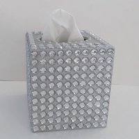 Rhinestone Bling Tissue Box Cover- Handpainted in Silver or Variety of Colors w/ Large Clear Rhinestones-Wedding,Home,Office,Bath