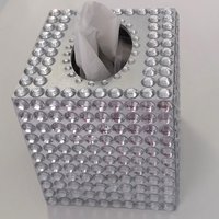 Rhinestone Bling Tissue Box Cover- Handpainted in Silver or Variety of Colors w/ Large Clear Rhinestones-Wedding,Home,Office,Bath