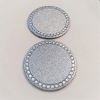 Glitter & Bling Coasters - Sparkling Round Drink Coasters w/Clear Rhinestones -Set of Two
