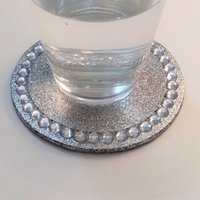 Glitter & Bling Mousepad Coaster Set - Sparkling Fine Glitter w/Clear Rhinestones