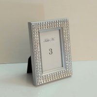 Bling Table Number Frame- Silver Diamond Wrap Tabletop Frame for 2 x 3 info or photo