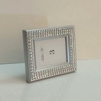 Bling Table Number Frame- Silver Diamond Wrap Tabletop Frame for 2 x 3 info or photo
