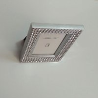 Bling Table Number Frame- Silver Diamond Wrap Tabletop Frame for 2 x 3 info or photo