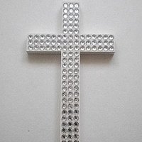 Bling Wall Cross - Handpainted Wood Cross w/ Sparkling Clear Rhinestones- White or Variety of Colors - 9.5" or 12"