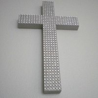 Silver Diamond Wrap Cross - Handpainted Decorative Wall Cross w/Matching Silver Diamond Wrap Bling  - 9.5" or 12"