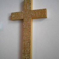 Gold Diamond Wrap Cross - Sparkling Handpainted Wall Cross w/ Gold Diamond Wrap  9.5" or 12"