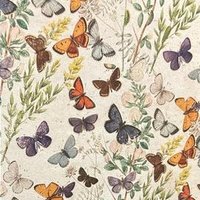 Butterfly Tissue Box Cover - Decoupage vintage style in natural beige with small butterflies and leaves 