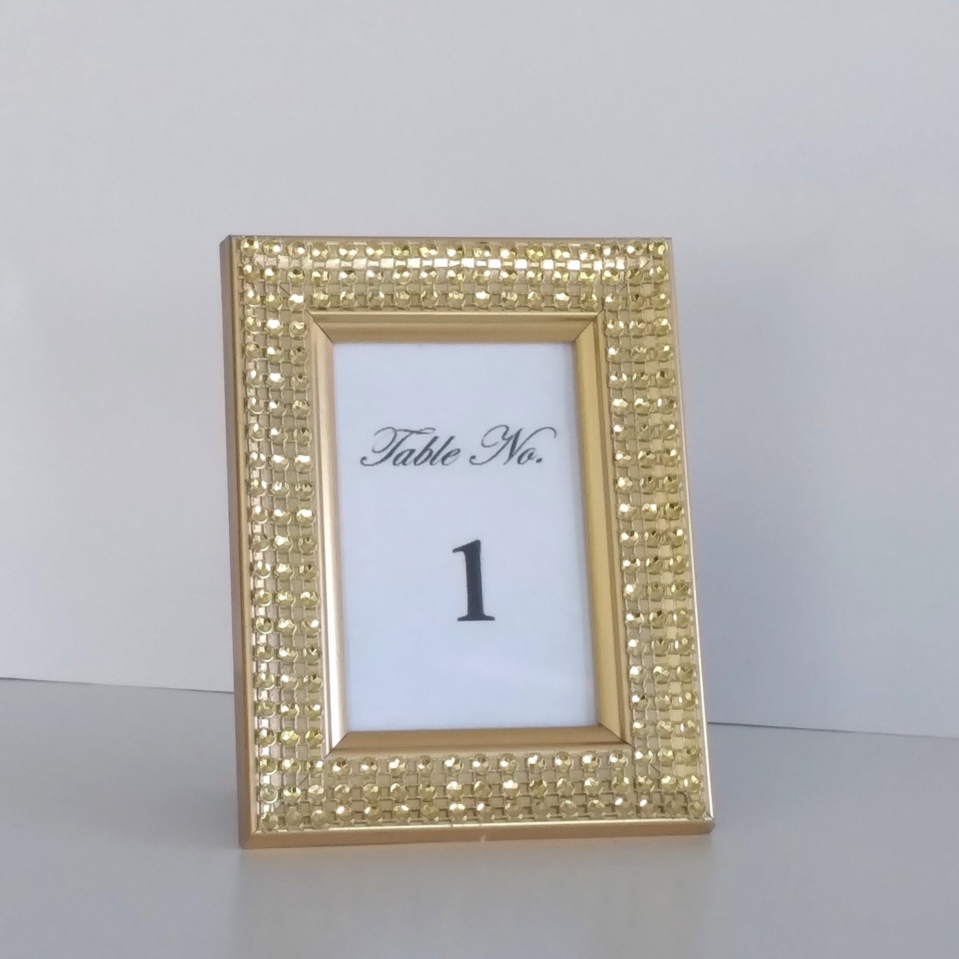 Bling Table Number Frame- Silver Diamond Wrap Tabletop Frame for 2 x 3 info or photo