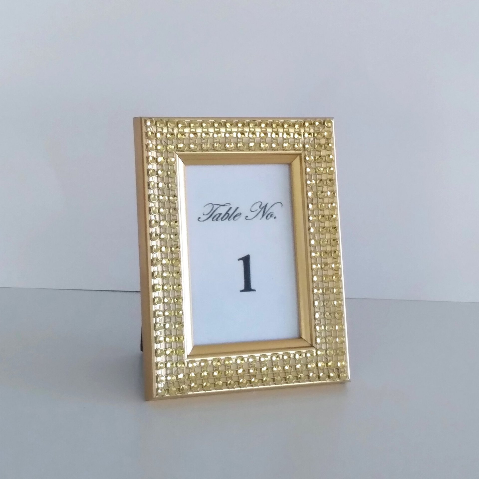 Bling Table Number Frame- Silver Diamond Wrap Tabletop Frame for 2 x 3 info or photo