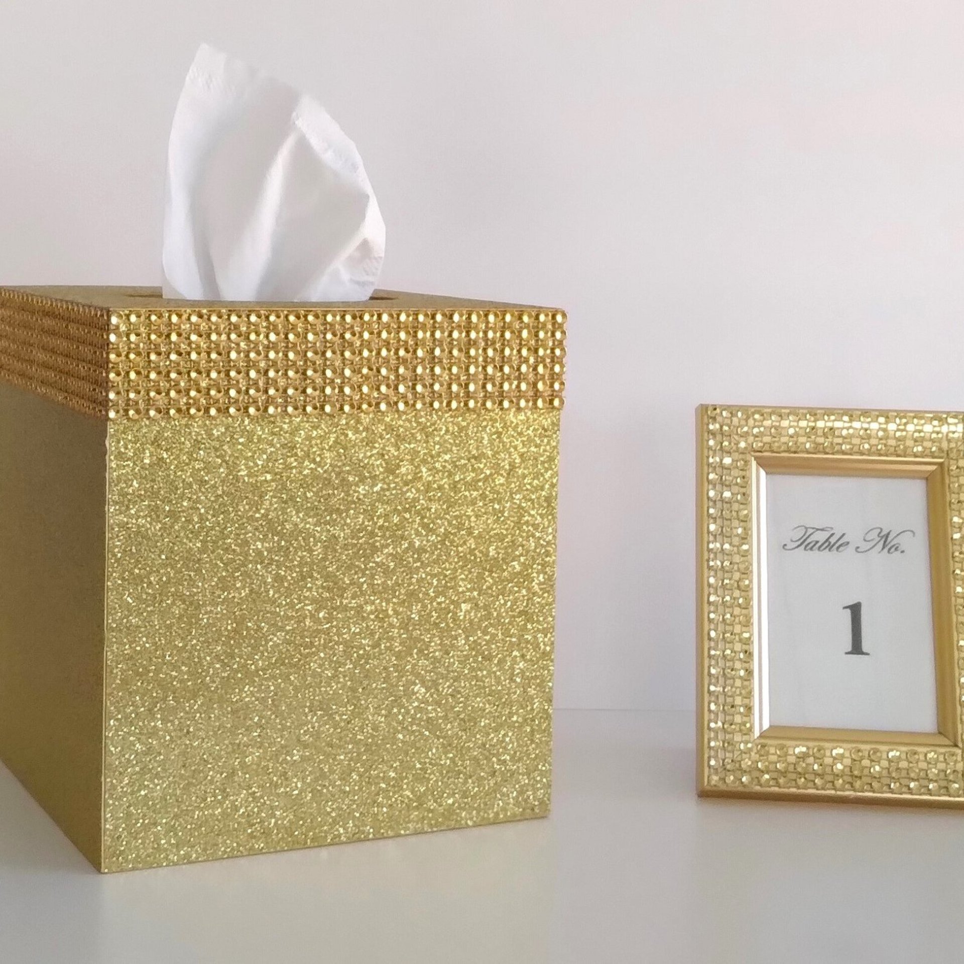 Bling Table Number Frame- Silver Diamond Wrap Tabletop Frame for 2 x 3 info or photo