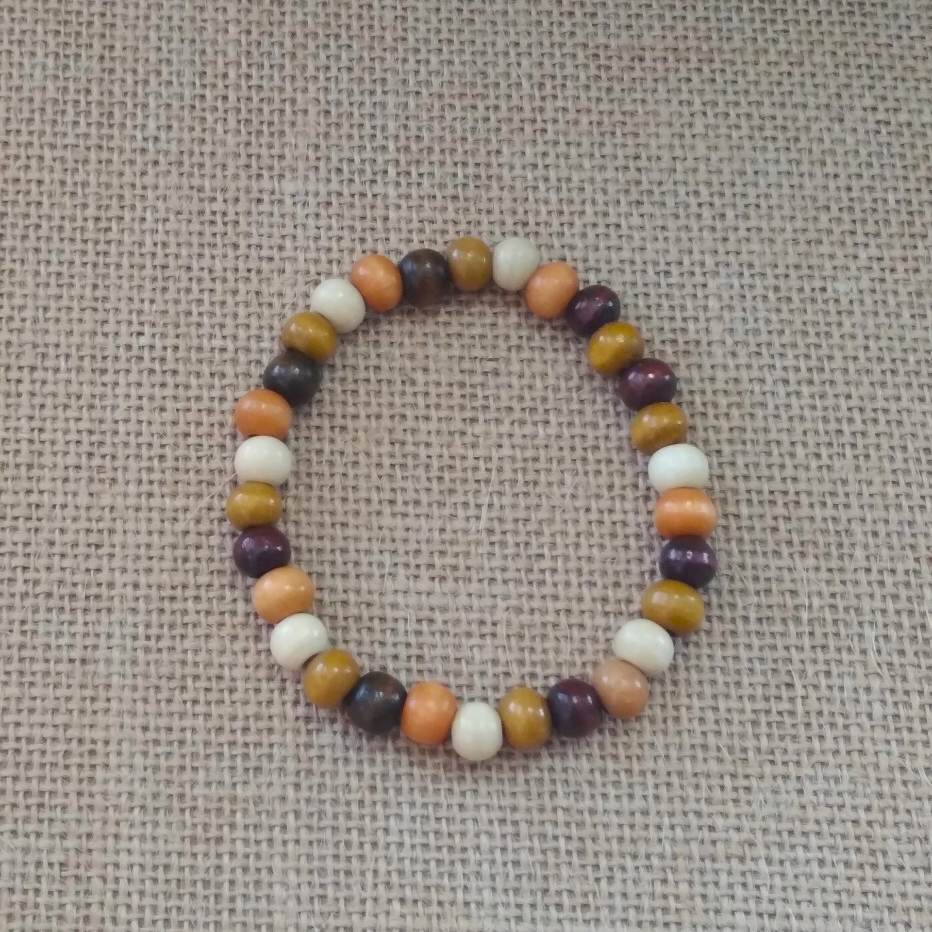 Wood Beaded Cross Bracelet Set- Earthtone, stacked, boho style stretch bracelet with 7mm beads