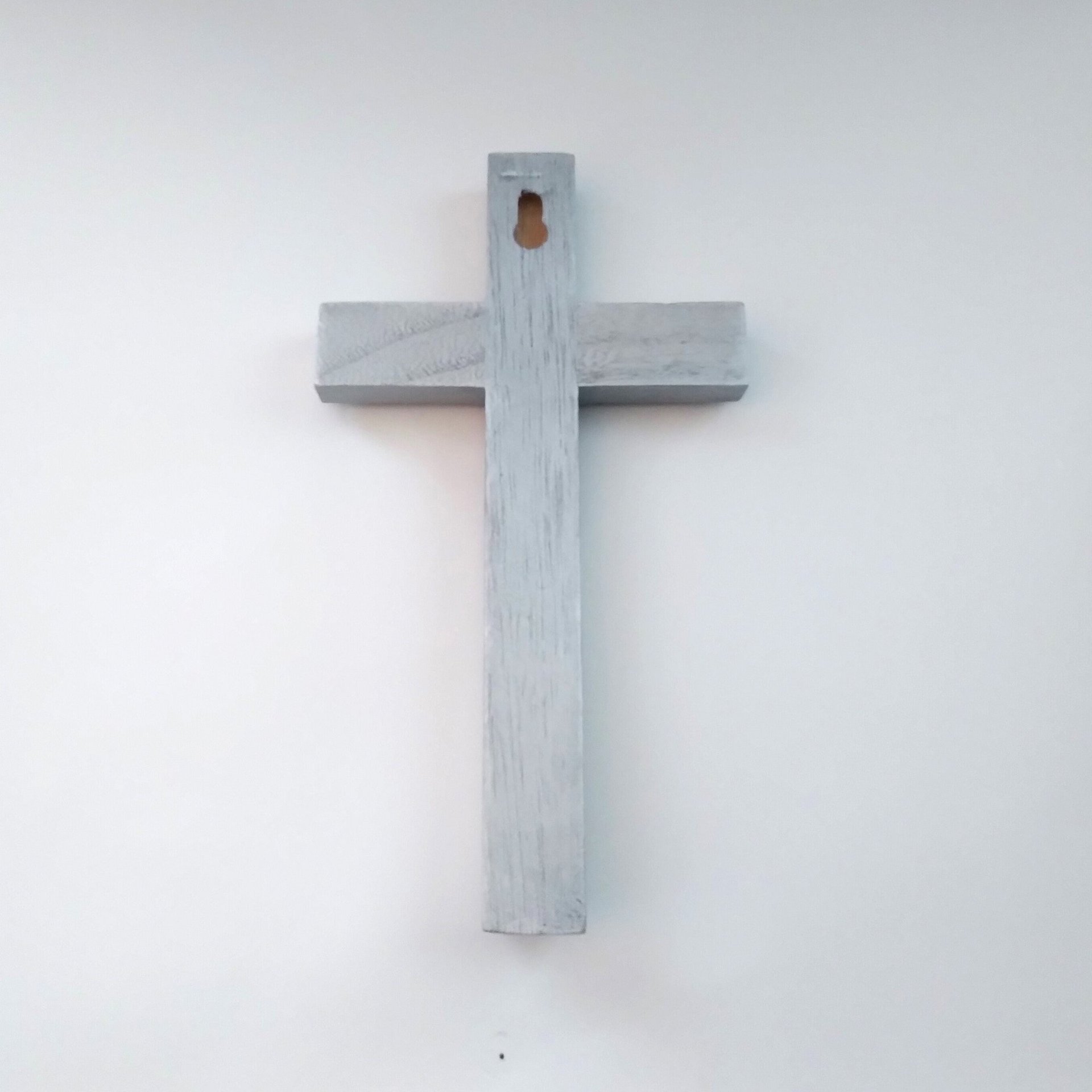 Silver & Bling Cross - Handpainted Wall Cross w/Clear Rhinestones and Circular Center, 8" x 4.5"- ready to ship sale