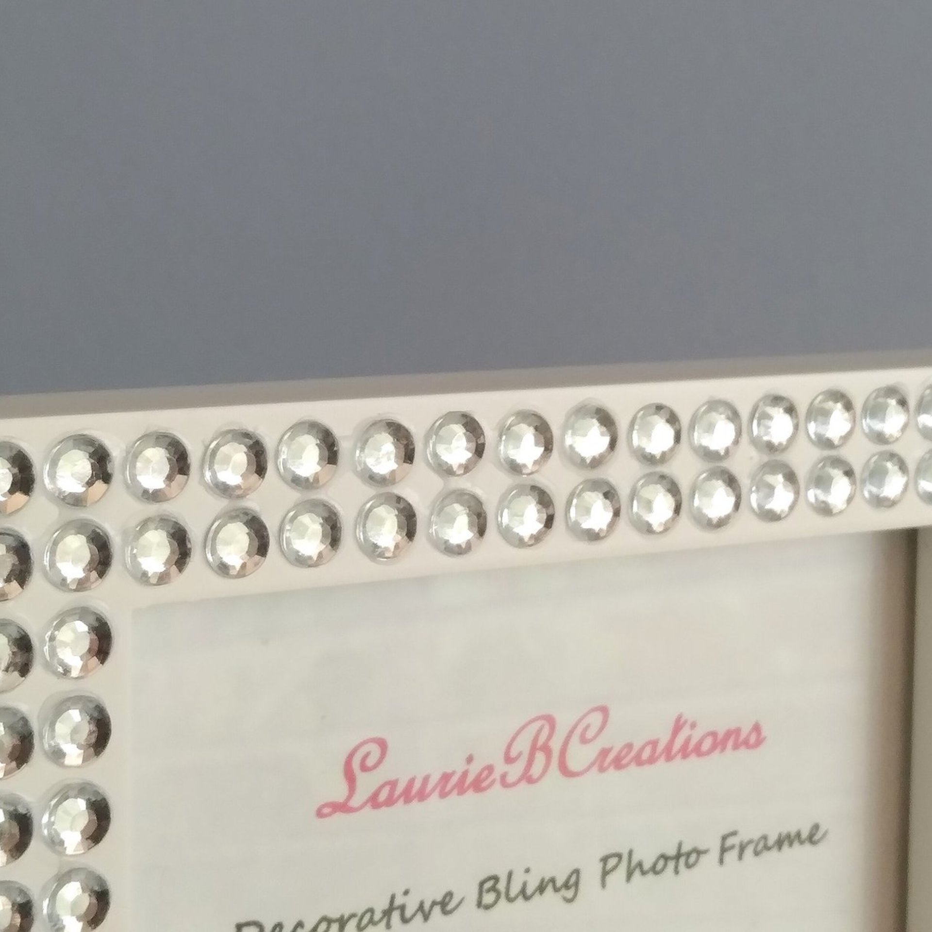 Bling Picture Frame - White or black w/small clear rhinestones - for 4 x 6 or 5 x 7 photos or info